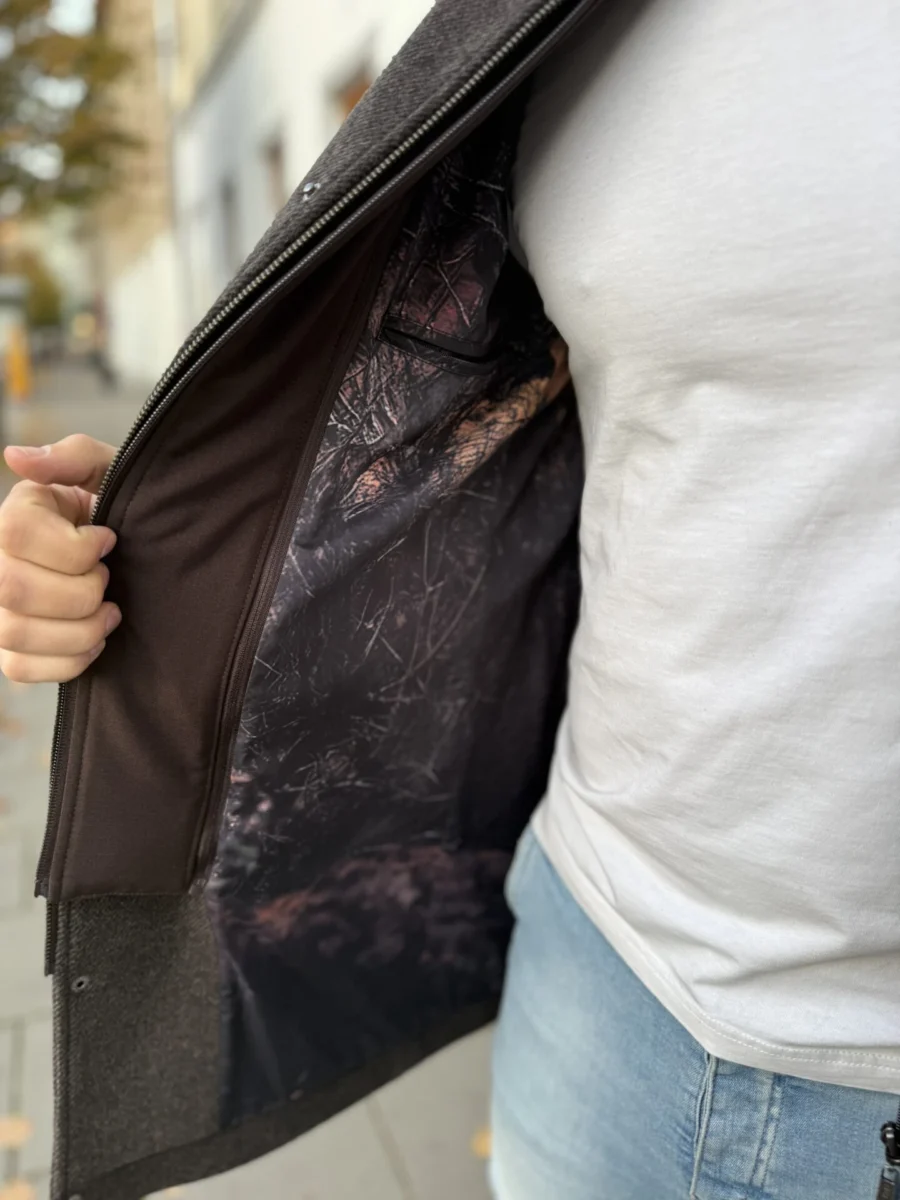 Amsterdam coat - pánský vlněný zateplený kabát hnědý - Obrázek 6