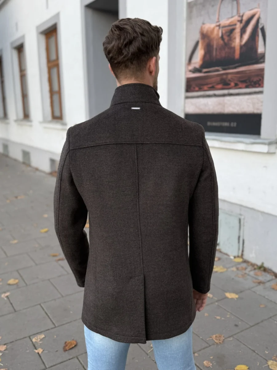 Amsterdam coat - pánský vlněný zateplený kabát hnědý - Obrázek 7
