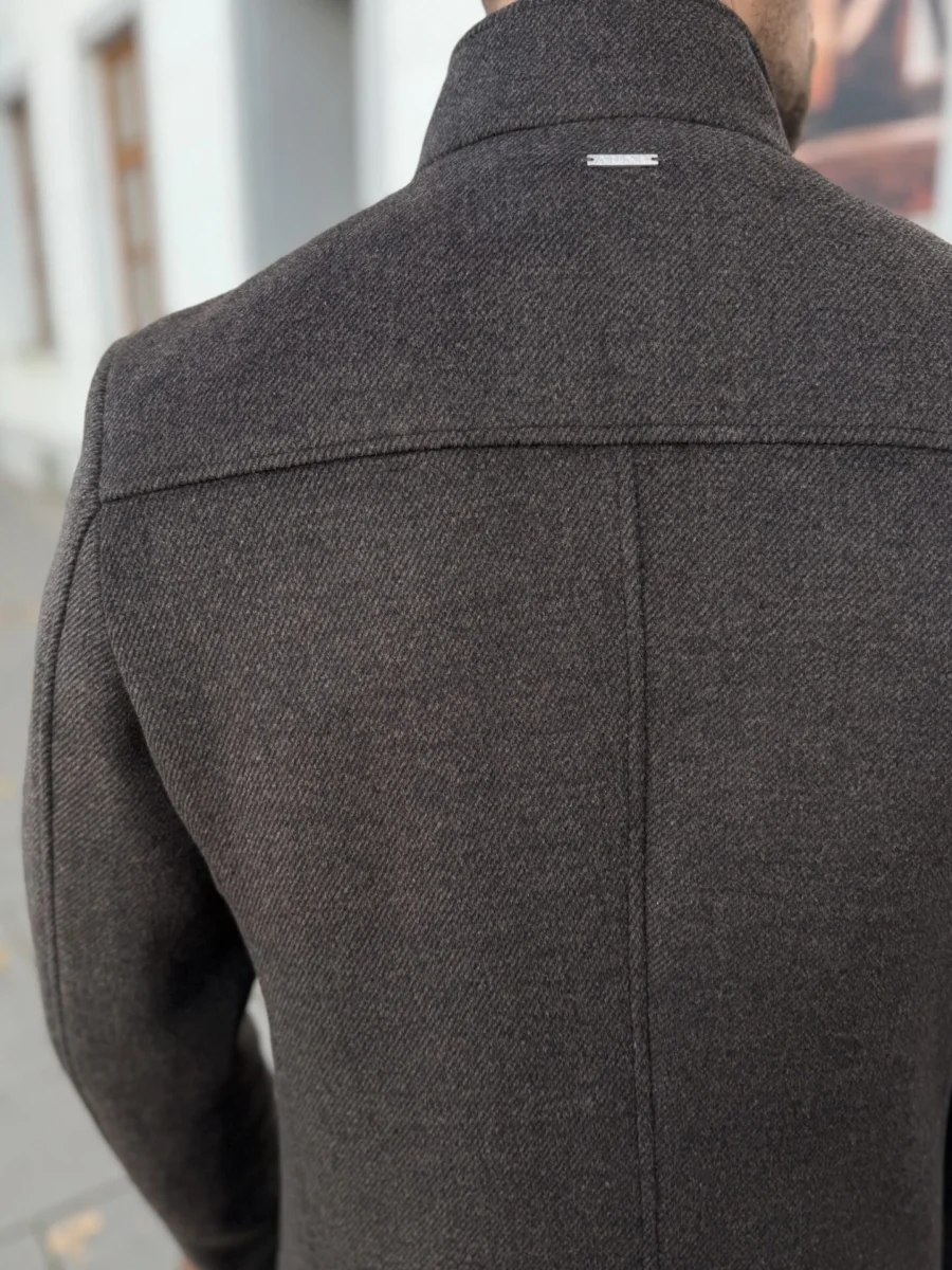Amsterdam coat - pánský vlněný zateplený kabát hnědý - Obrázek 8
