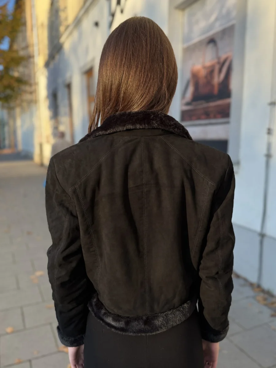 Elza Fur Coat Short – Dámská zimní bunda černá - Obrázek 8