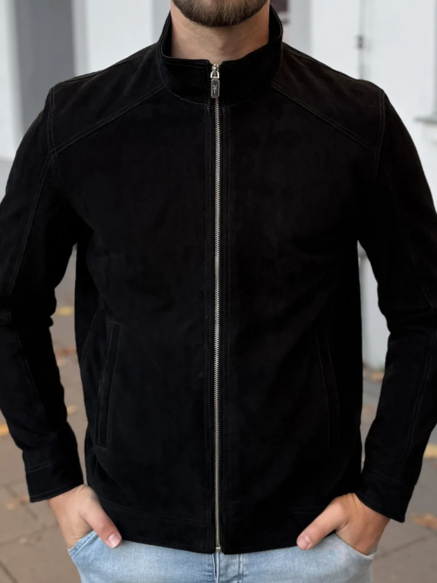 Liverpool Black Suede 2.0 – Pánská kožená bunda semiš černá - Obrázek 2