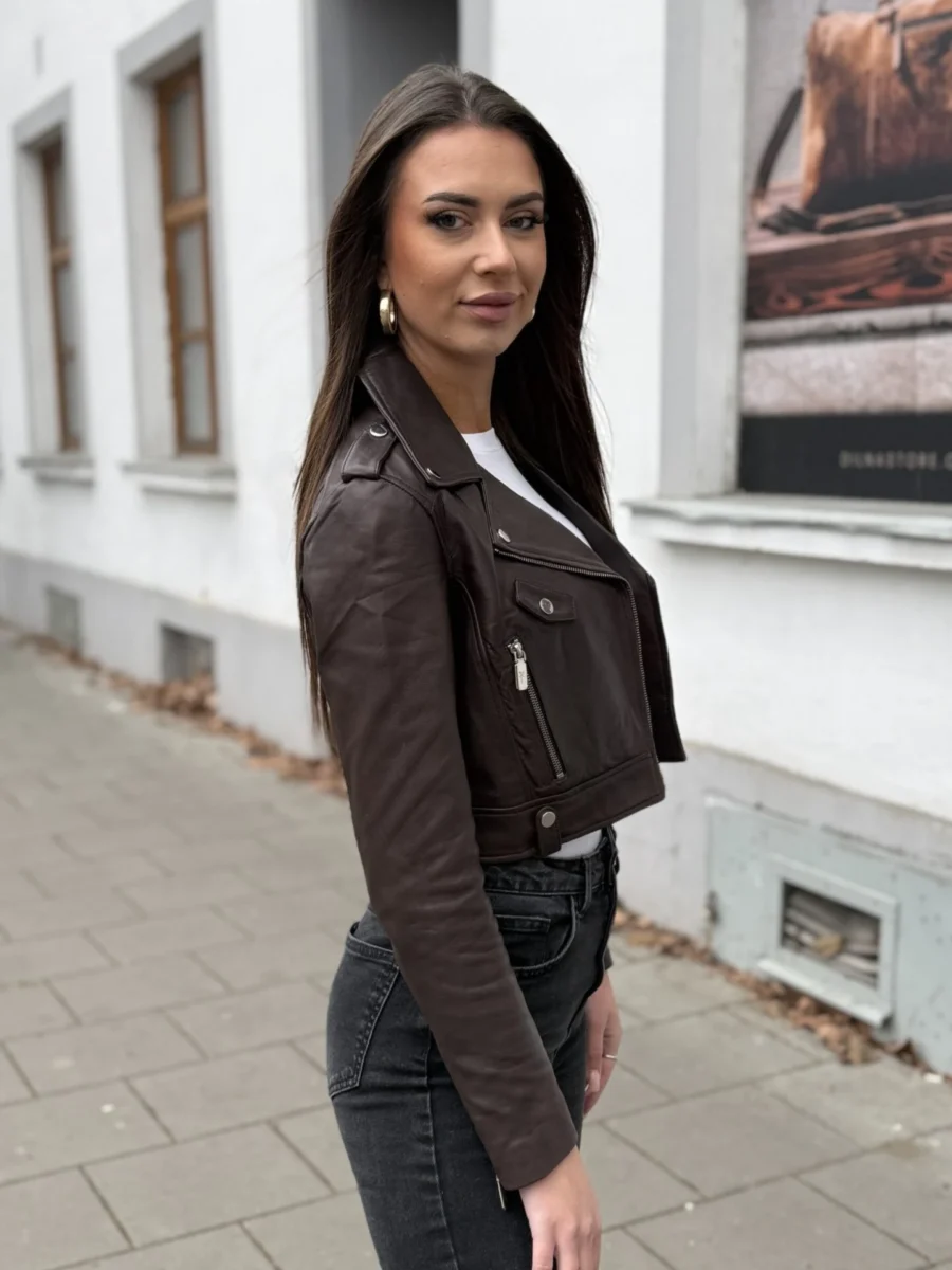Nicky Dark Brown – dámský kožený křivák tmavě hnědý - Obrázek 3