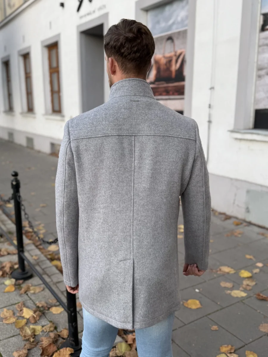Amsterdam coat - pánský vlněný zateplený kabát světle šedý - Obrázek 7