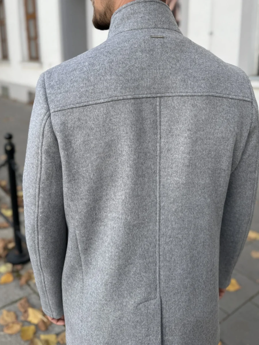 Amsterdam coat - pánský vlněný zateplený kabát světle šedý - Obrázek 8