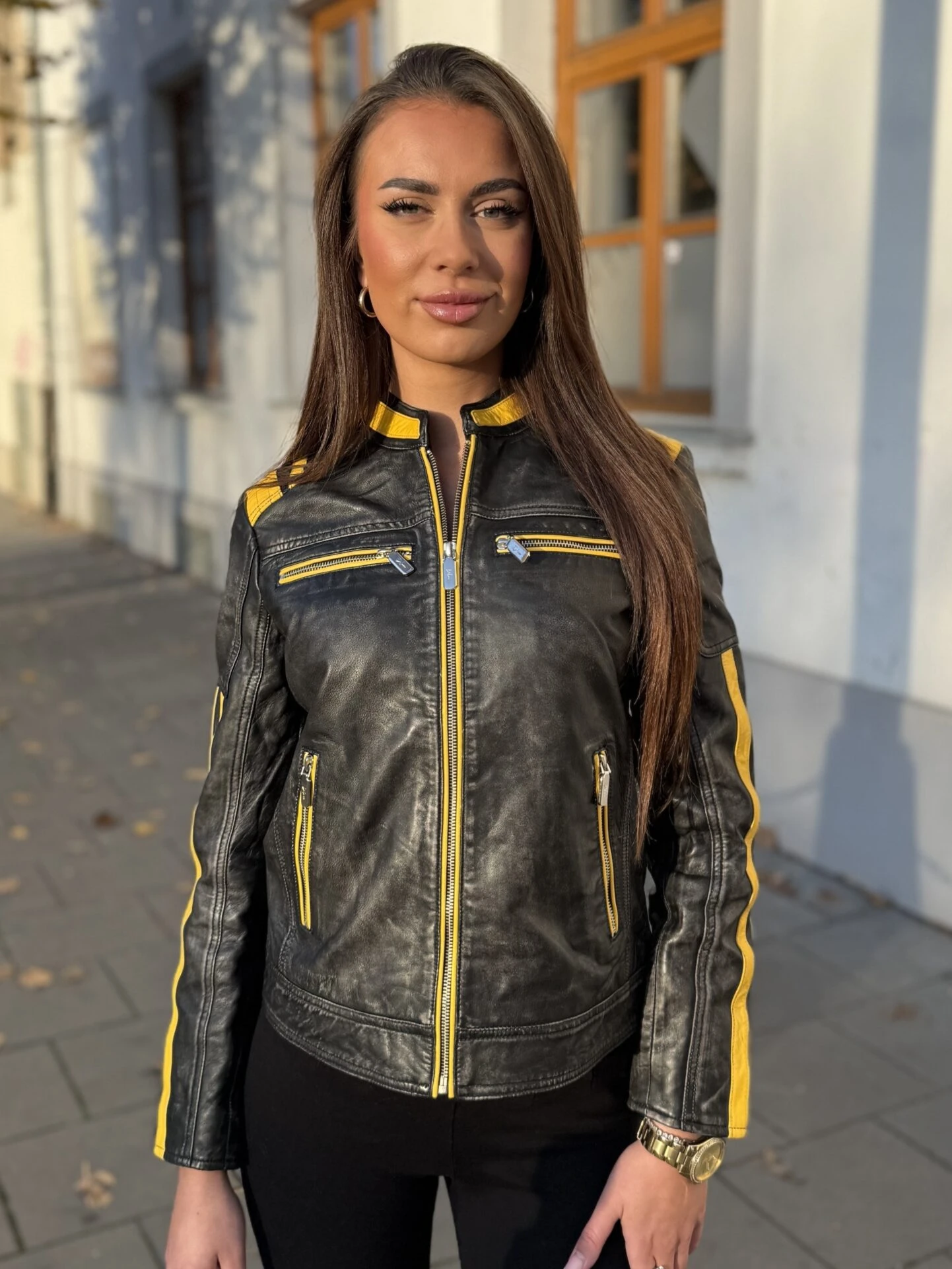 vanzo Supersport Stripes Yellow - Dámská sportovní bunda černá/žlutá