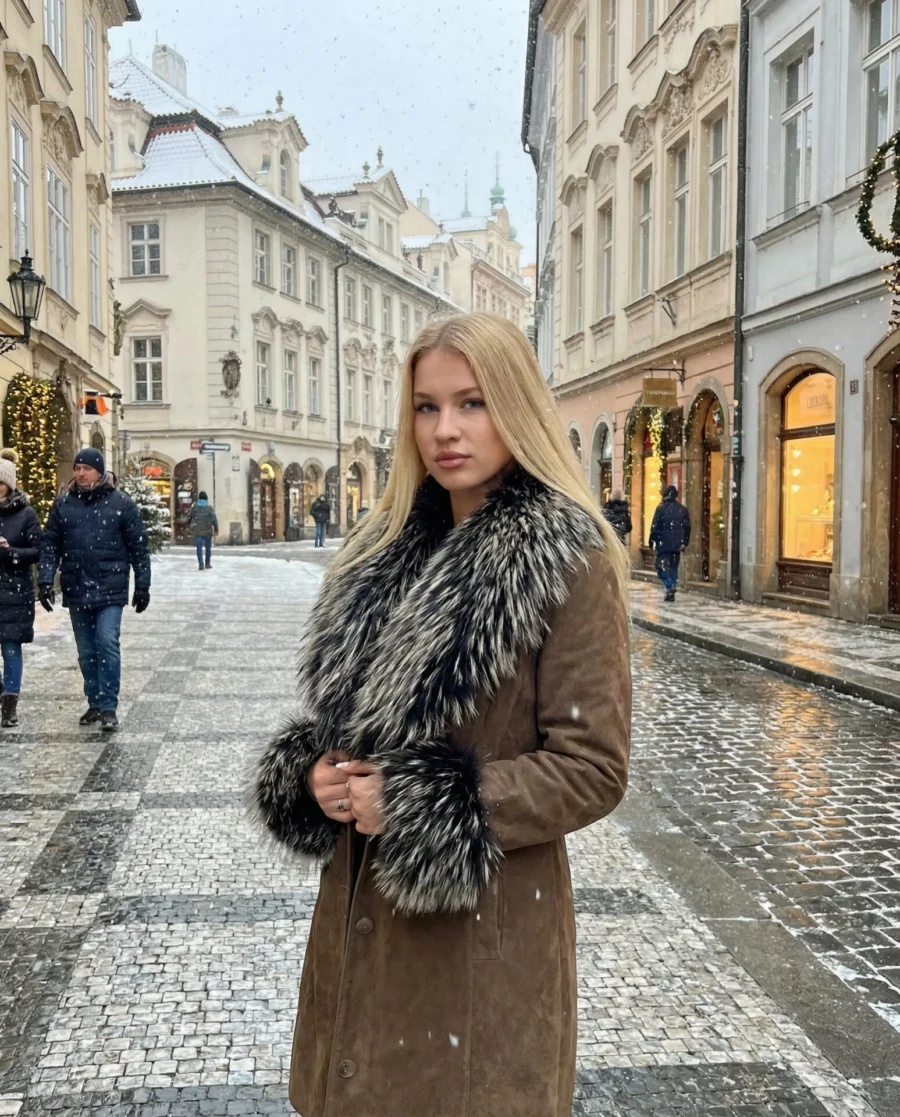 Helsinky Racoon Fur Coat - Dámský kožich s mývalí kožešinou - Obrázek 5
