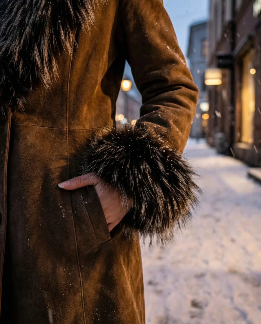 Helsinky Racoon Fur Coat - Dámský kožich s mývalí kožešinou - Obrázek 6