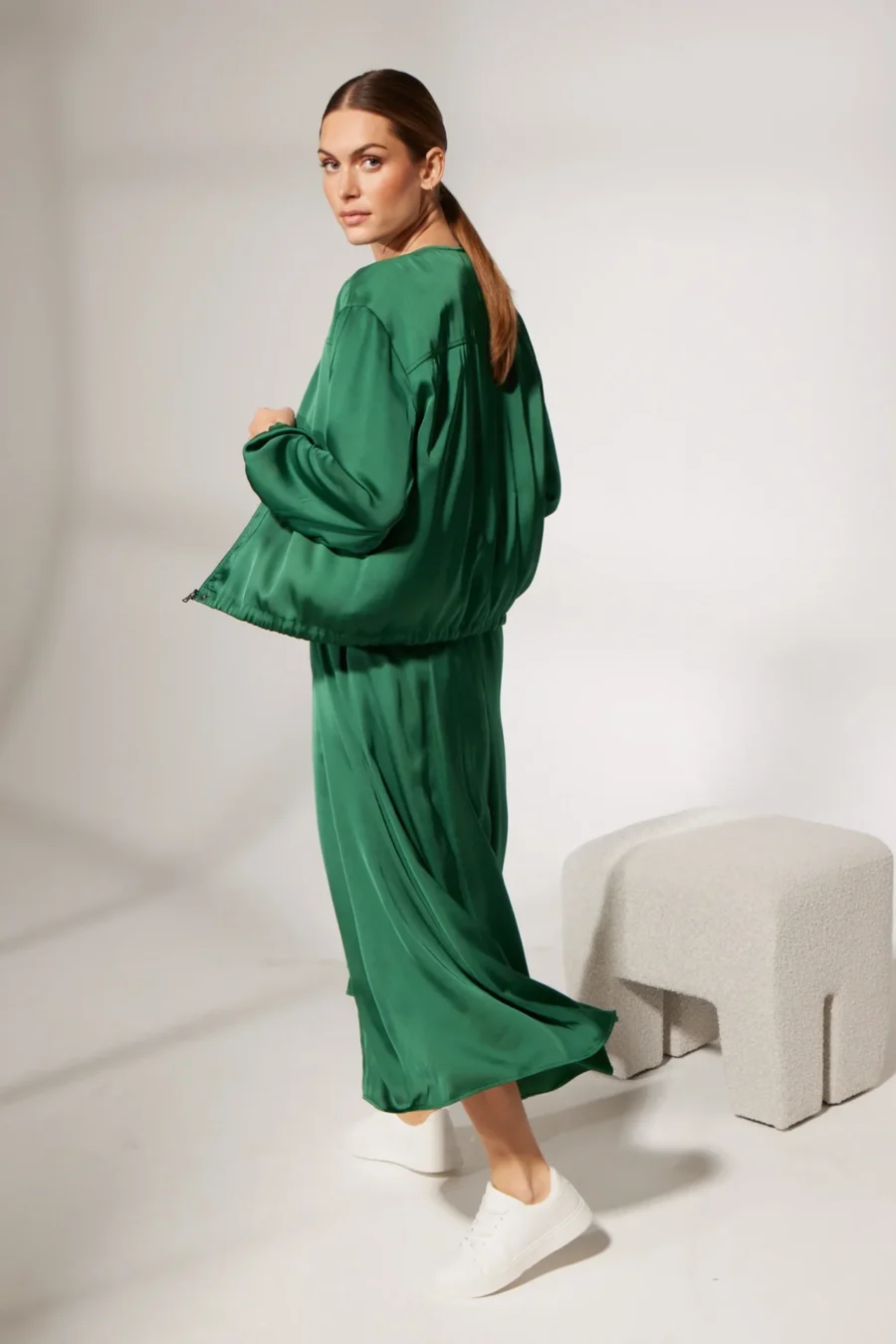 Montmarte Blouse - dámská saténová halenka zelená Marc Aurel - Obrázek 7