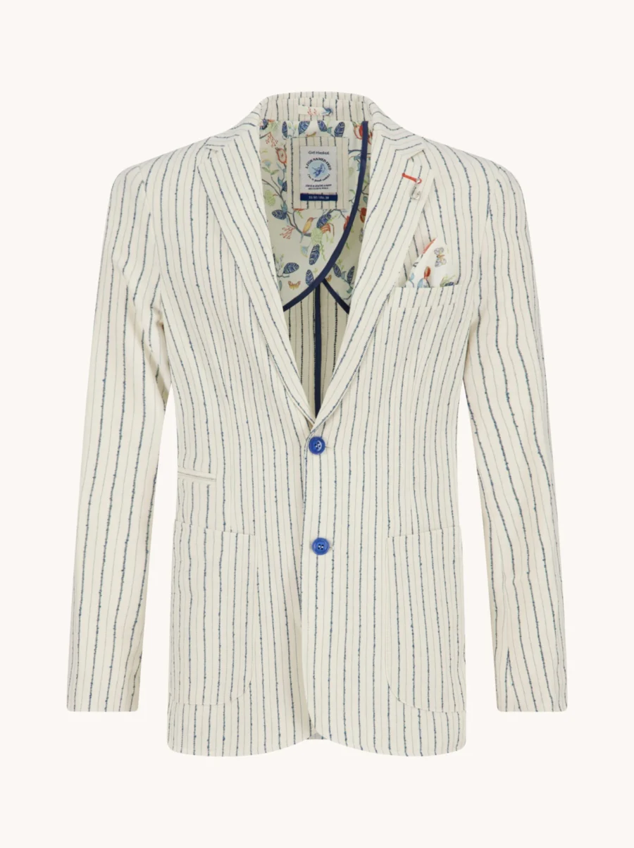 Salvatore white strip blazer – Pánské volnočasové sako bílé s proužkem - Obrázek 3