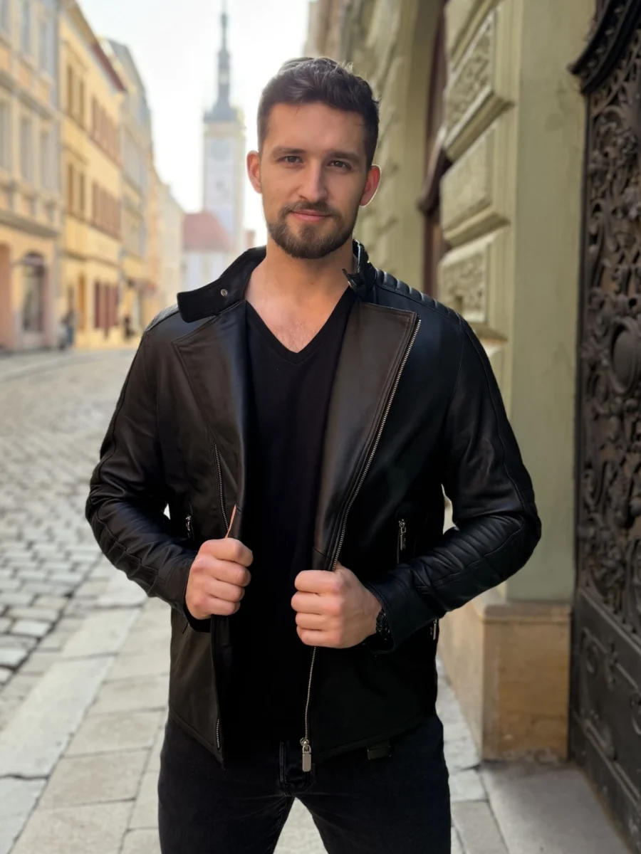 Ryan black - Kožený křivák černý