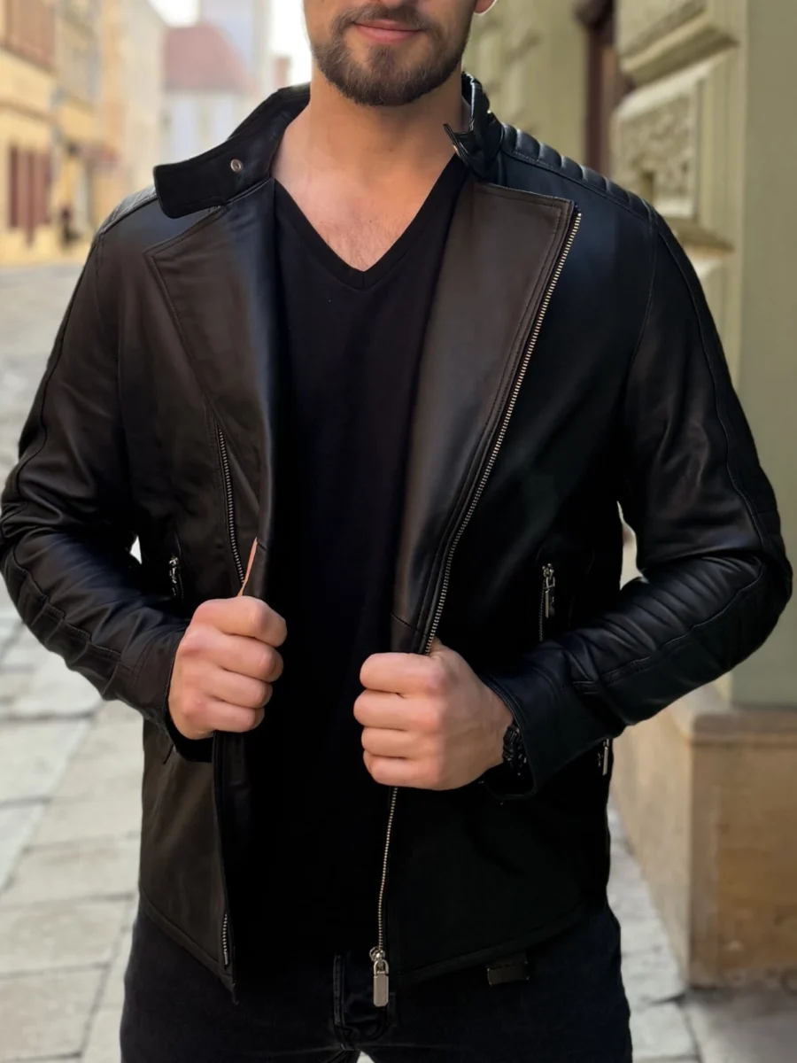 Ryan black - Kožený křivák černý - Obrázek 2