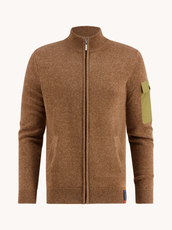 Svetr melange brown – Pánský svetr na zip