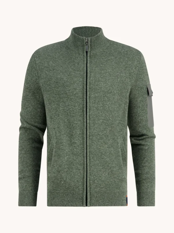 Svetr melange green – Pánský svetr na zip