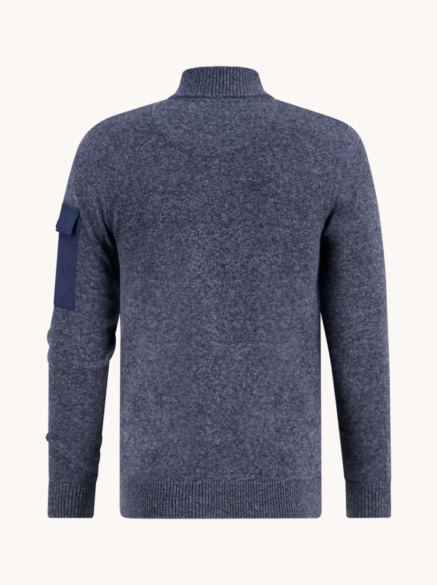 Svetr melange blue – Pánský svetr na zip - Obrázek 2