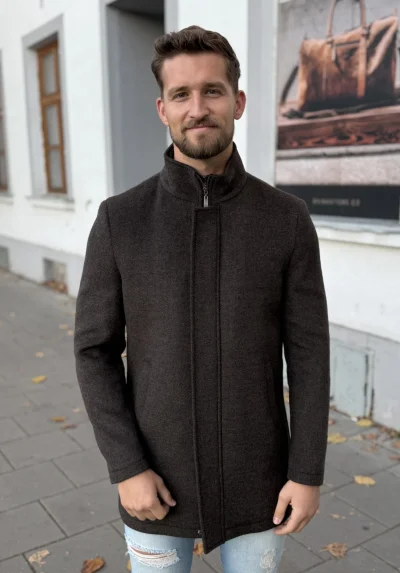 Amsterdam coat - pánský vlněný zateplený kabát hnědý